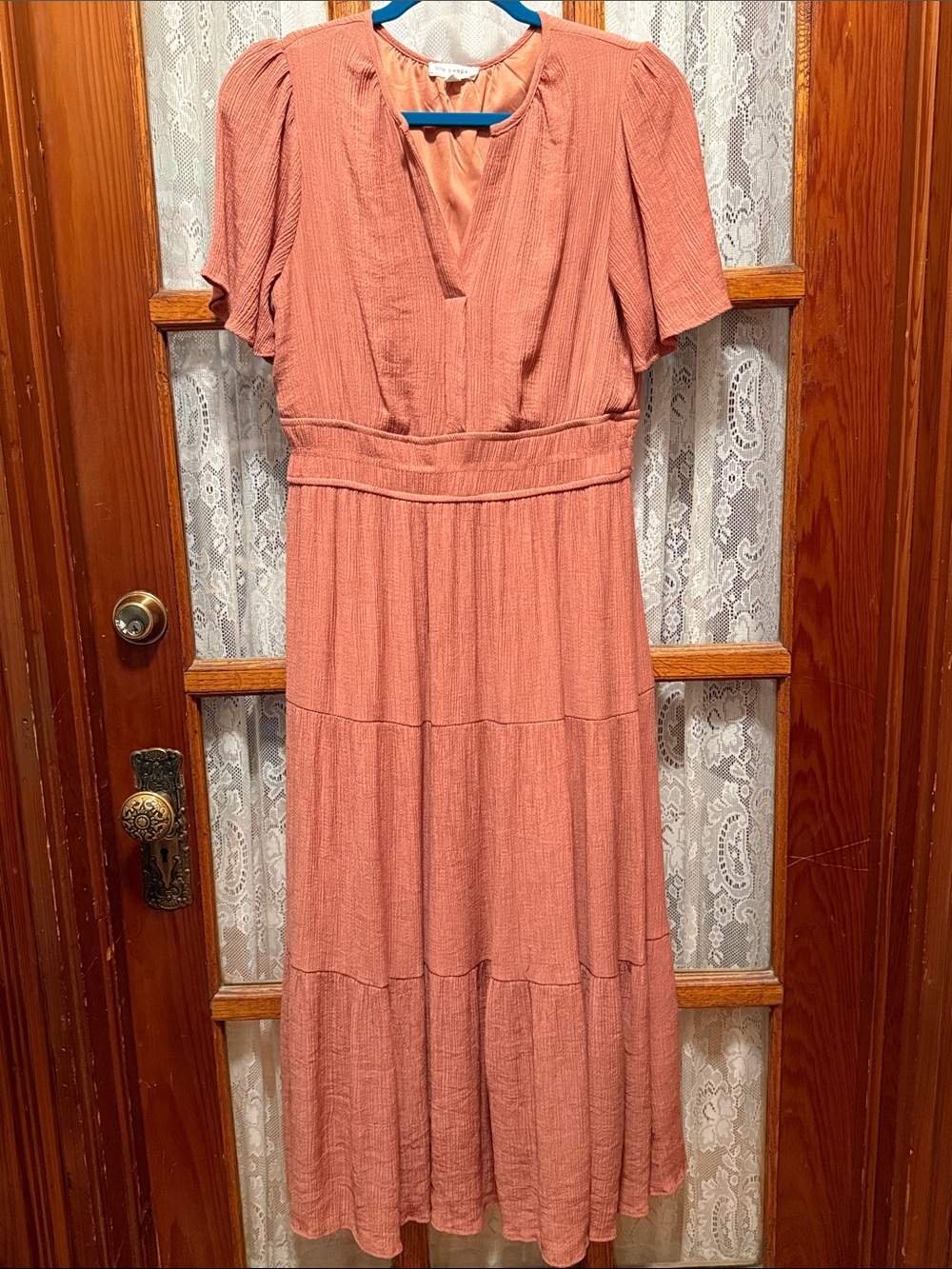 Blu Pepper Tiered Maxi Dress in Dusty Coral